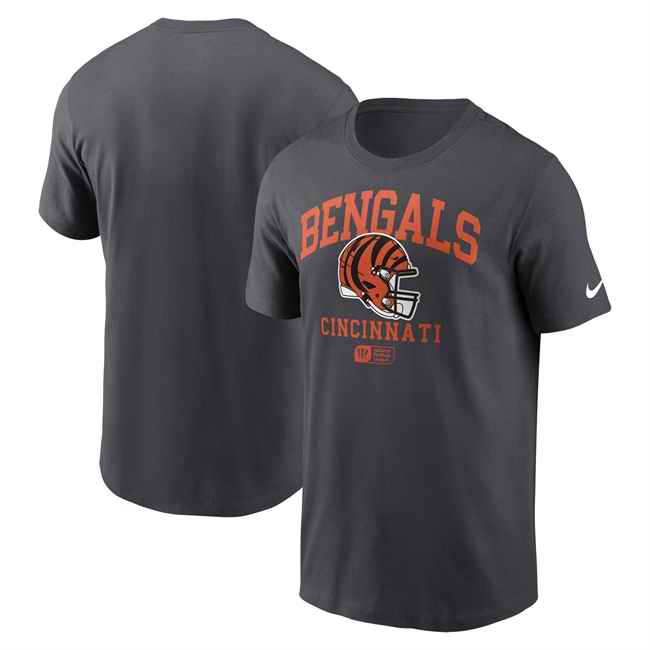 Men's Cincinnati Bengals Anthracite Helmet Essential T-Shirt